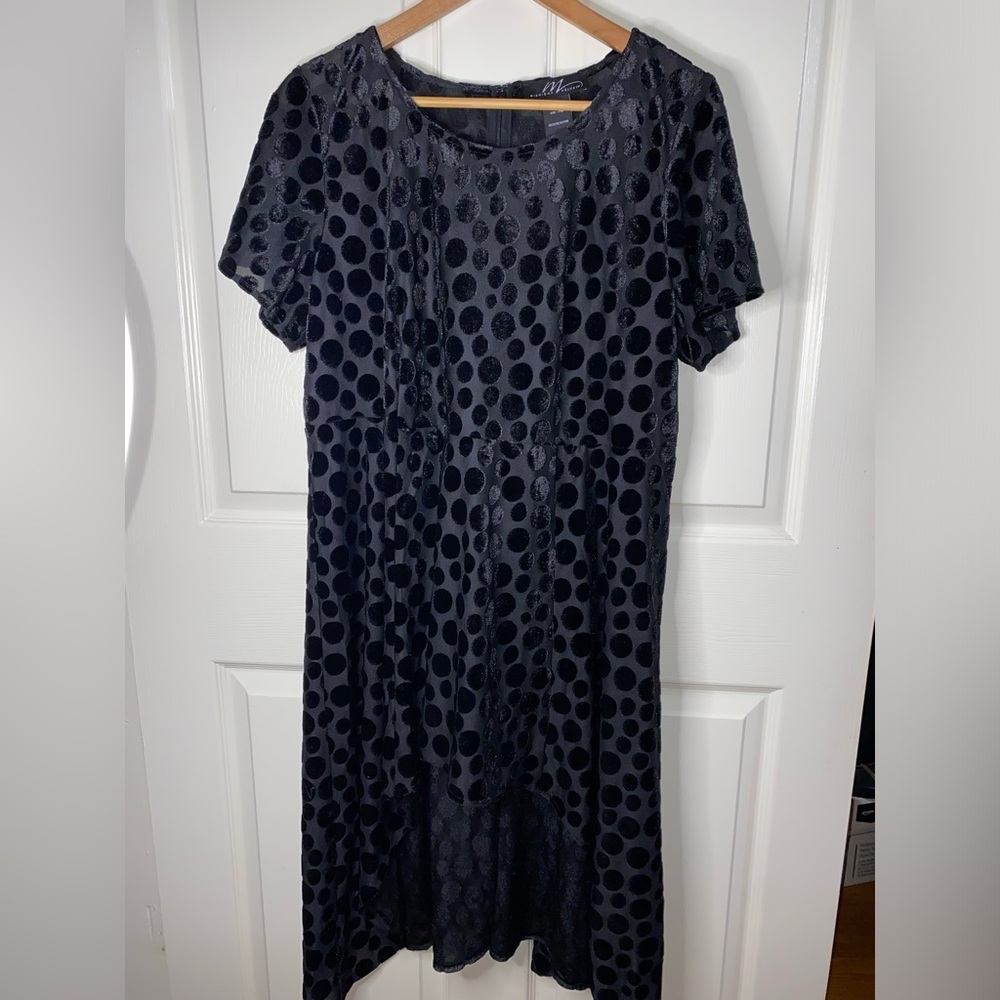 Midnight Velvet Polka Dot High-Low Dress | XL | Black | Chic Like New - Picture 5 of 7